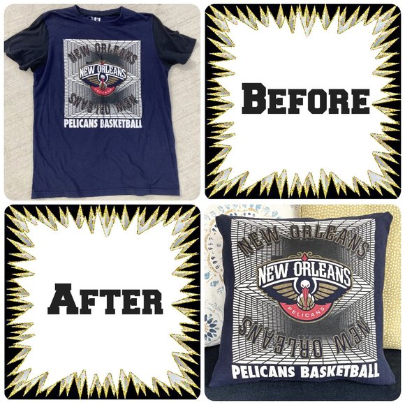 New Orleans Pelicans NBA 16X16 retro sports T-shirt THROW PILLOW COVER - Picture 3 of 12